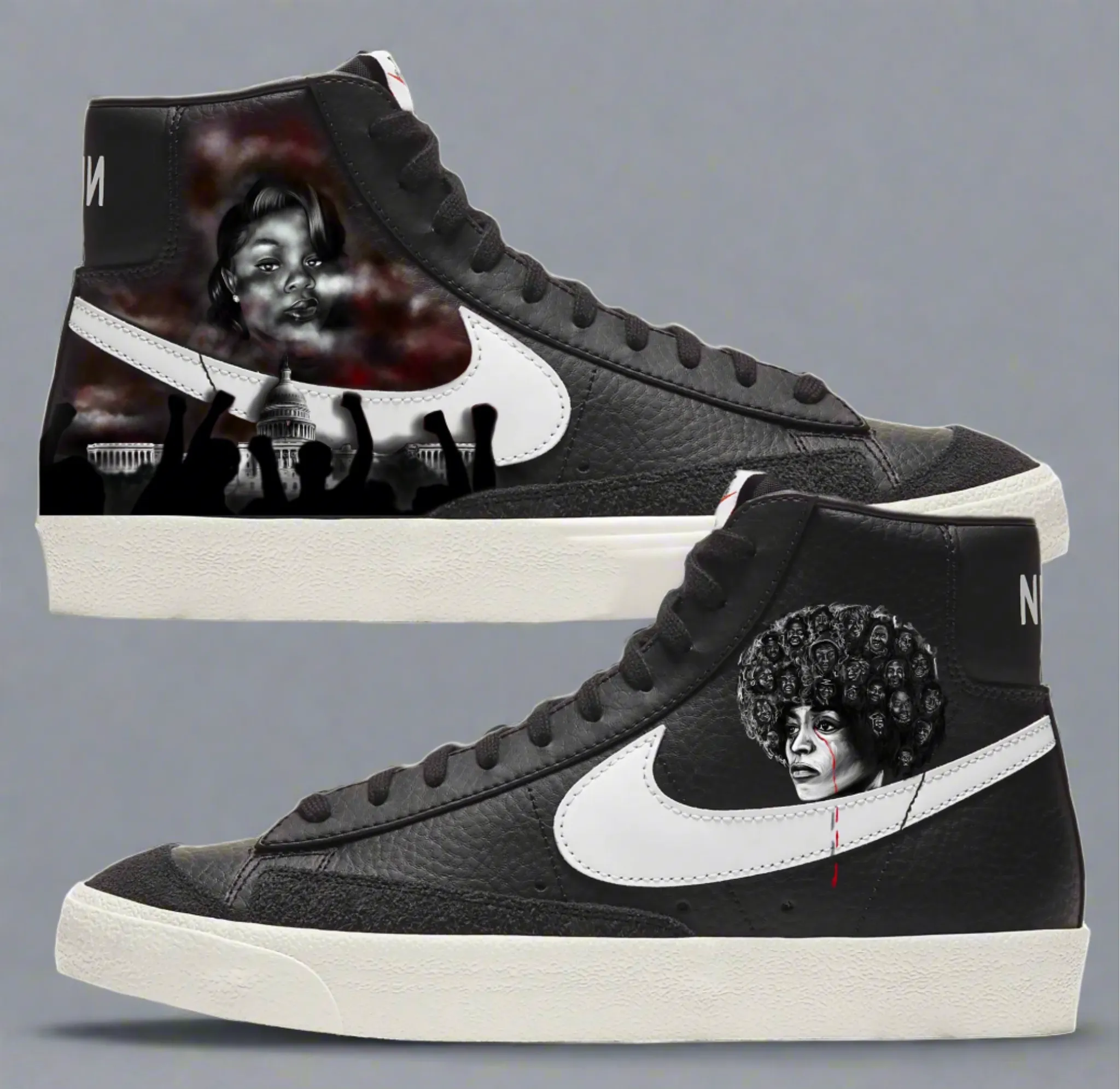 Nike Blazer Mid Sneakers | Black and White | "Say Their Names’’