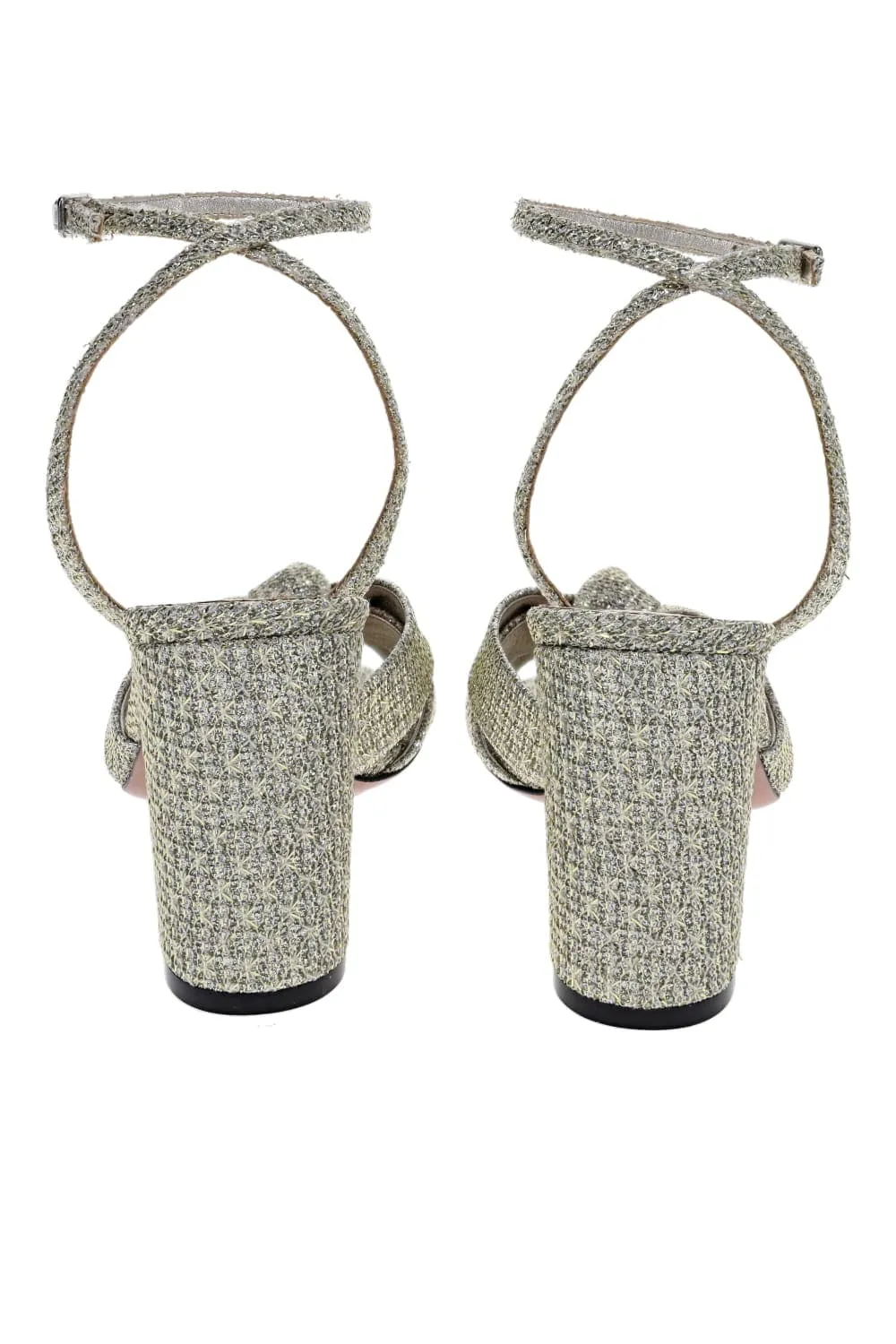 Nina Metallic Knotted Tweed Sandal