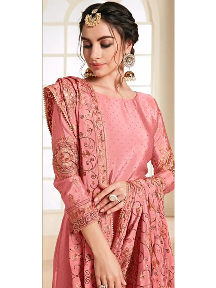 Noor Pink Chinon Suit with Fully Embroidered Dupatta