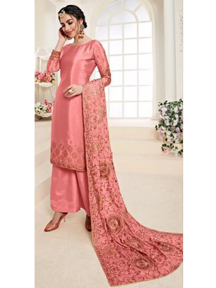 Noor Pink Chinon Suit with Fully Embroidered Dupatta