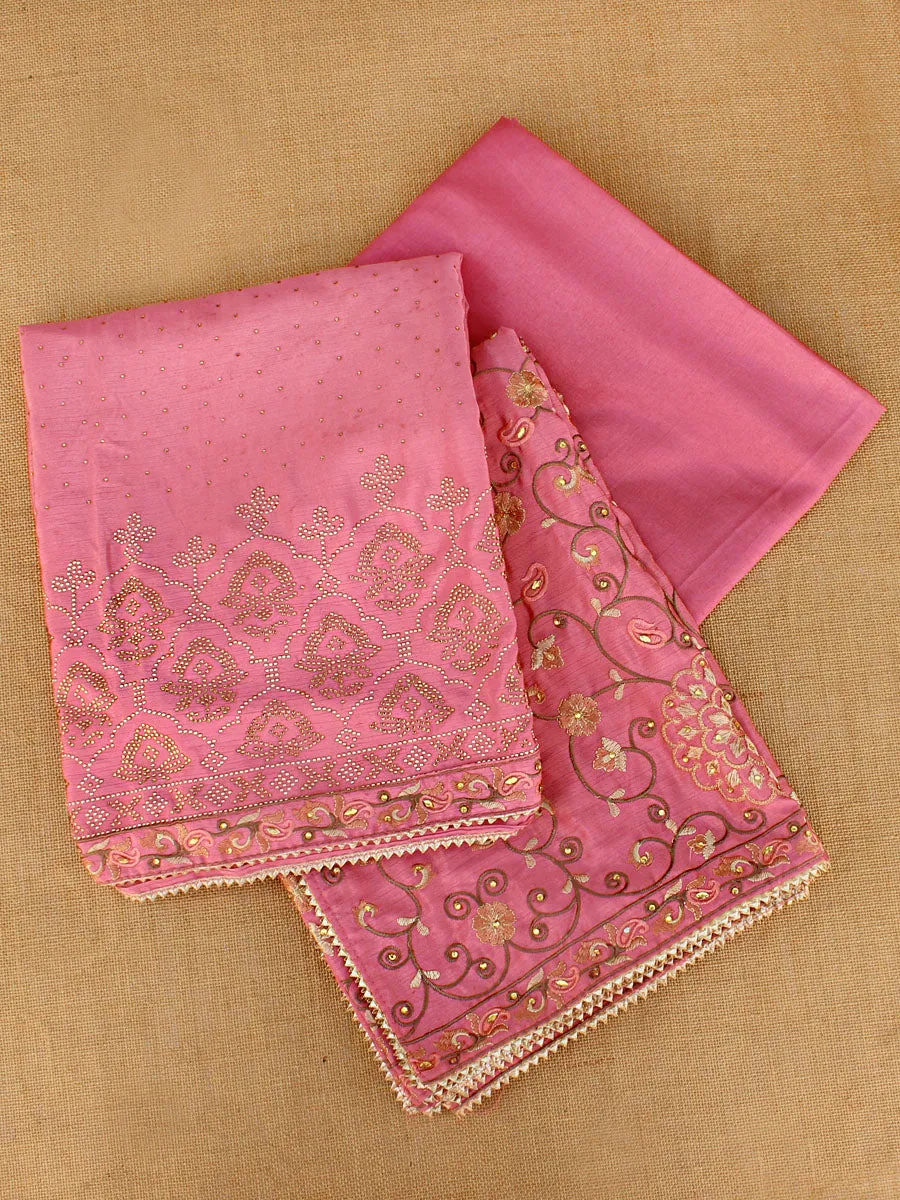 Noor Pink Chinon Suit with Fully Embroidered Dupatta