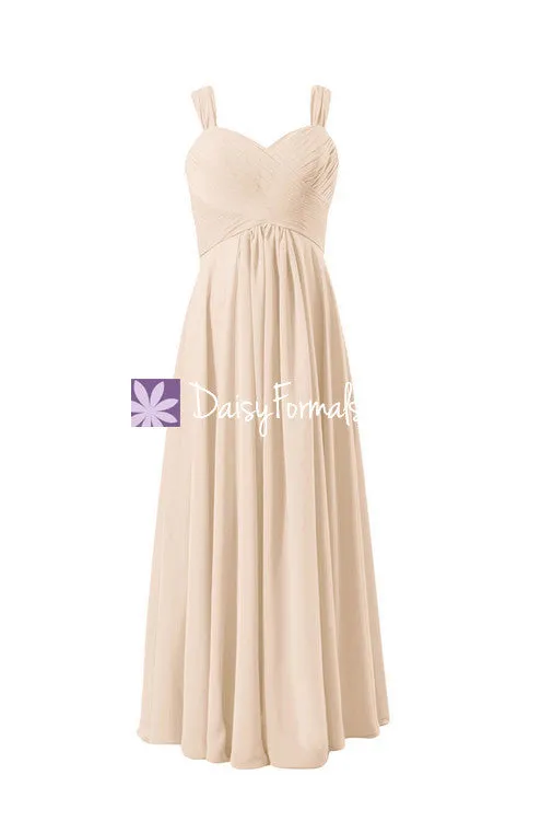 Nude Color Bridesmaid Dress Evening Gown Beaching Wedding Party Dress (BM313)