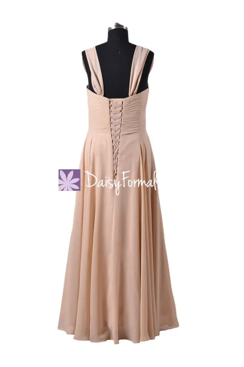 Nude Color Bridesmaid Dress Evening Gown Beaching Wedding Party Dress (BM313)