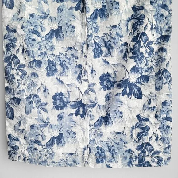 NWT A Loves A Blue Floral Denim High Rise Pockets Boho Vintage Pencil Skirt