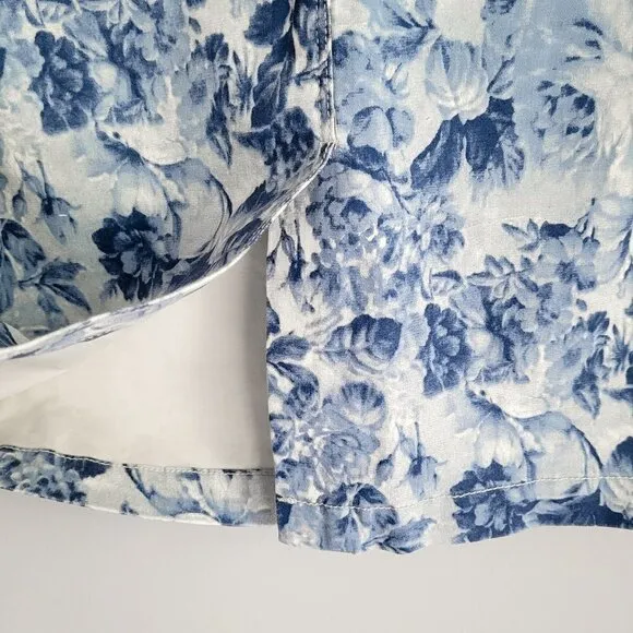 NWT A Loves A Blue Floral Denim High Rise Pockets Boho Vintage Pencil Skirt