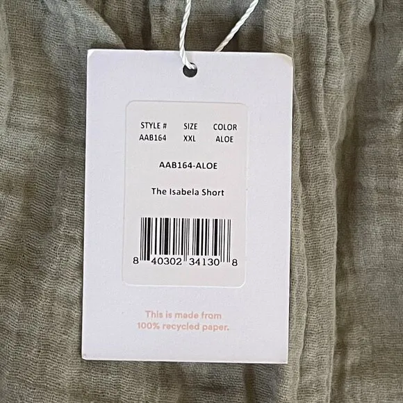 NWT Andie The Isabela Short Womens XXL 2X Aloe