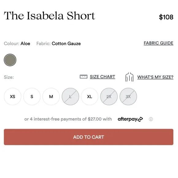 NWT Andie The Isabela Short Womens XXL 2X Aloe
