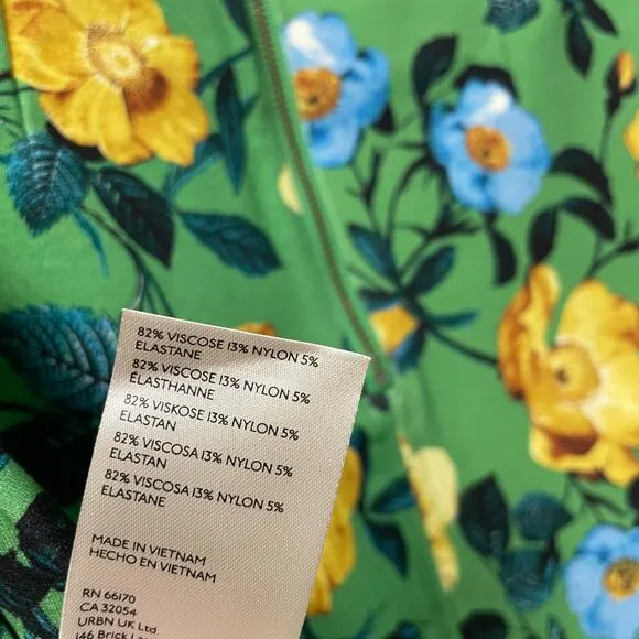 NWT Anthropologie Maeve Green Blue Yellow Floral Print Fitted Mini Skirt Size XS