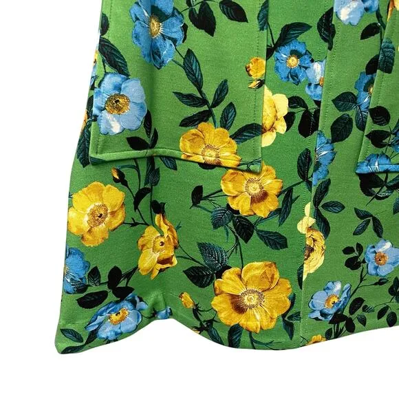 NWT Anthropologie Maeve Green Blue Yellow Floral Print Fitted Mini Skirt Size XS