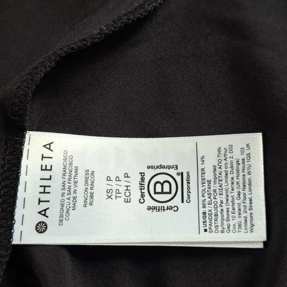 NWT Athleta Women Robe Rincon Lightweight Black Tank Mini Dress Elastic Waist XS