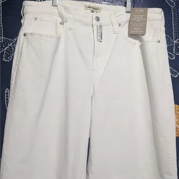 NWT Madewell The Plus Perfect Vintage Wide-Leg Crop Jean Tile White Women's 14W