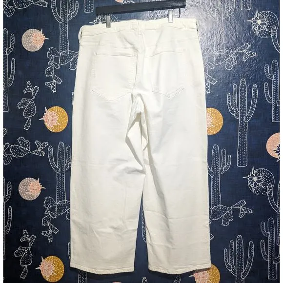 NWT Madewell The Plus Perfect Vintage Wide-Leg Crop Jean Tile White Women's 14W