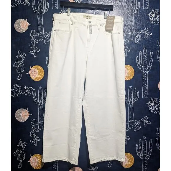 NWT Madewell The Plus Perfect Vintage Wide-Leg Crop Jean Tile White Women's 14W
