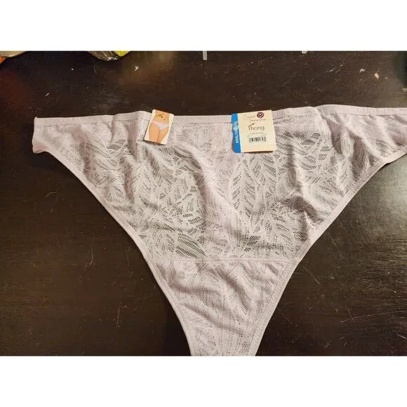 NWT VTG Secret Treasures Women's Lace Leaf Thong Panties Purple 1 Pair 3XL SZ 22
