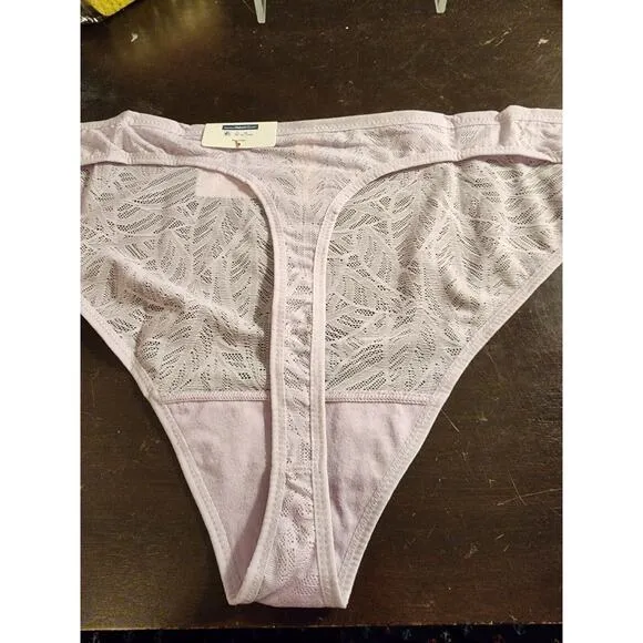 NWT VTG Secret Treasures Women's Lace Leaf Thong Panties Purple 1 Pair 3XL SZ 22