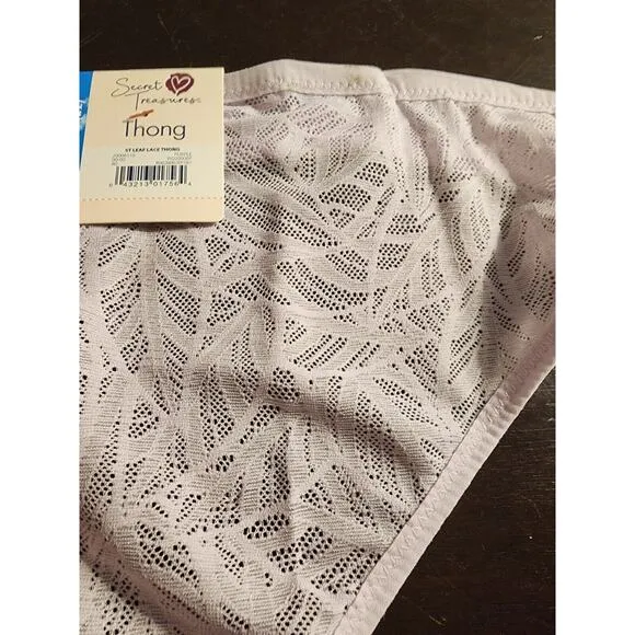 NWT VTG Secret Treasures Women's Lace Leaf Thong Panties Purple 1 Pair 3XL SZ 22