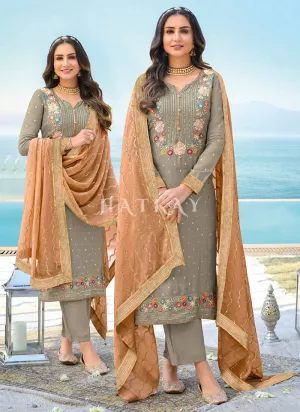 Olive Green Pakistani Pant Suit