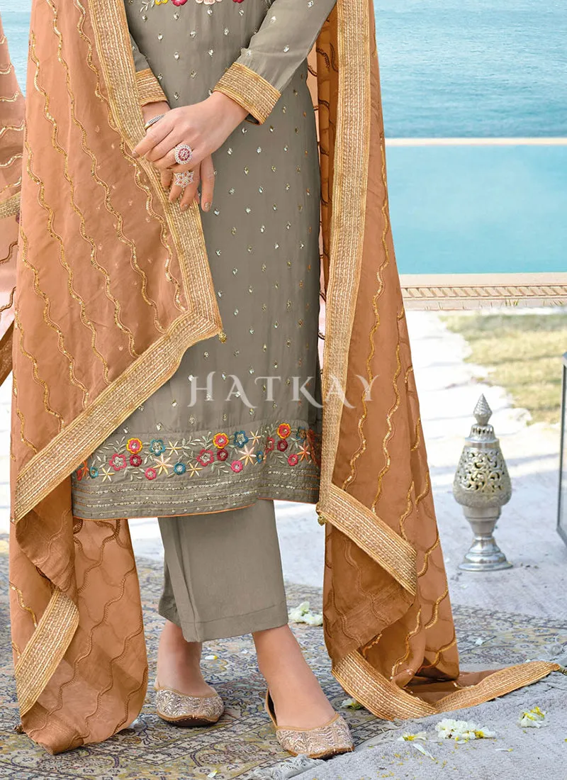Olive Green Pakistani Pant Suit