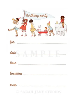 On Parade - PDF Printable Birthday Invitations