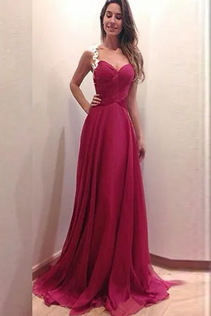 Open Back Chiffon Lace Long Simple Cheap Prom Dress K52