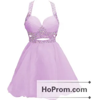 Open Back Halter A-Line Prom Dresses Homecoming Dresses