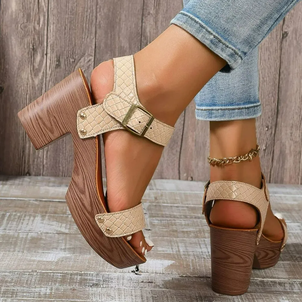 Open Toe Block Heels Sandals