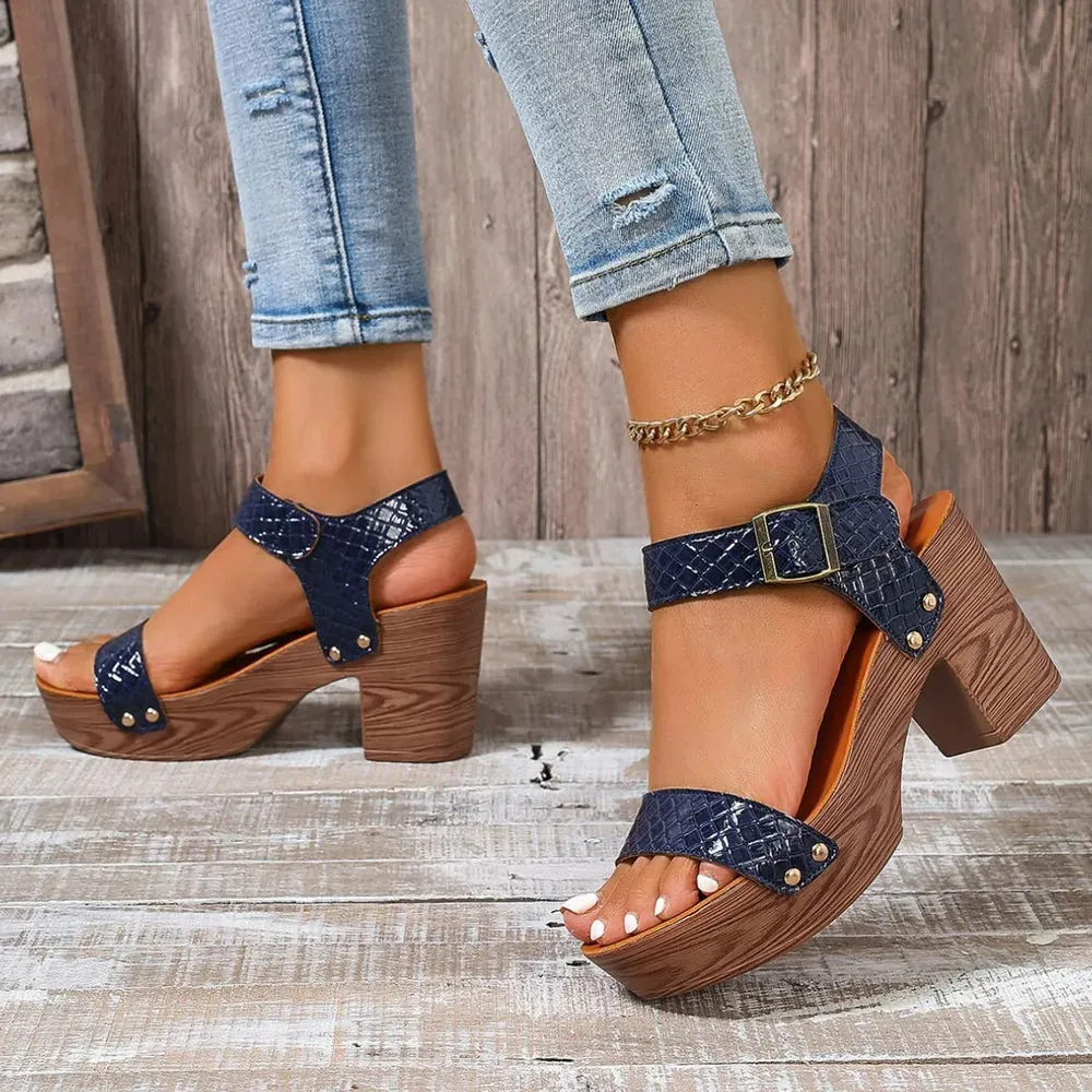 Open Toe Block Heels Sandals