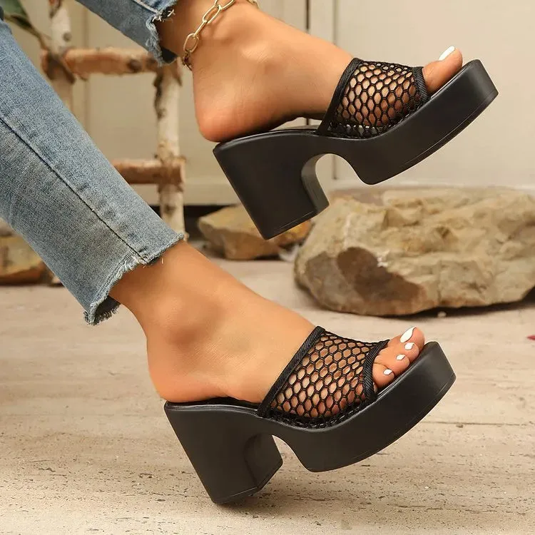 Open Toe Block Heels Sandals