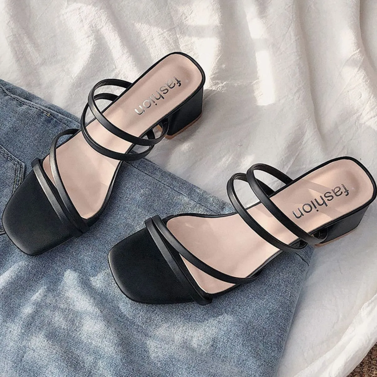 Open Toe Block Heels Sandals