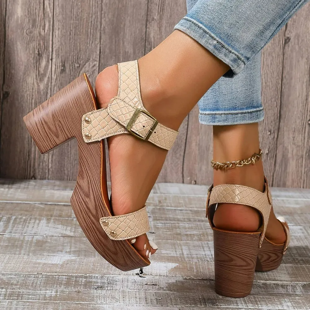 Open Toe Block Heels Sandals