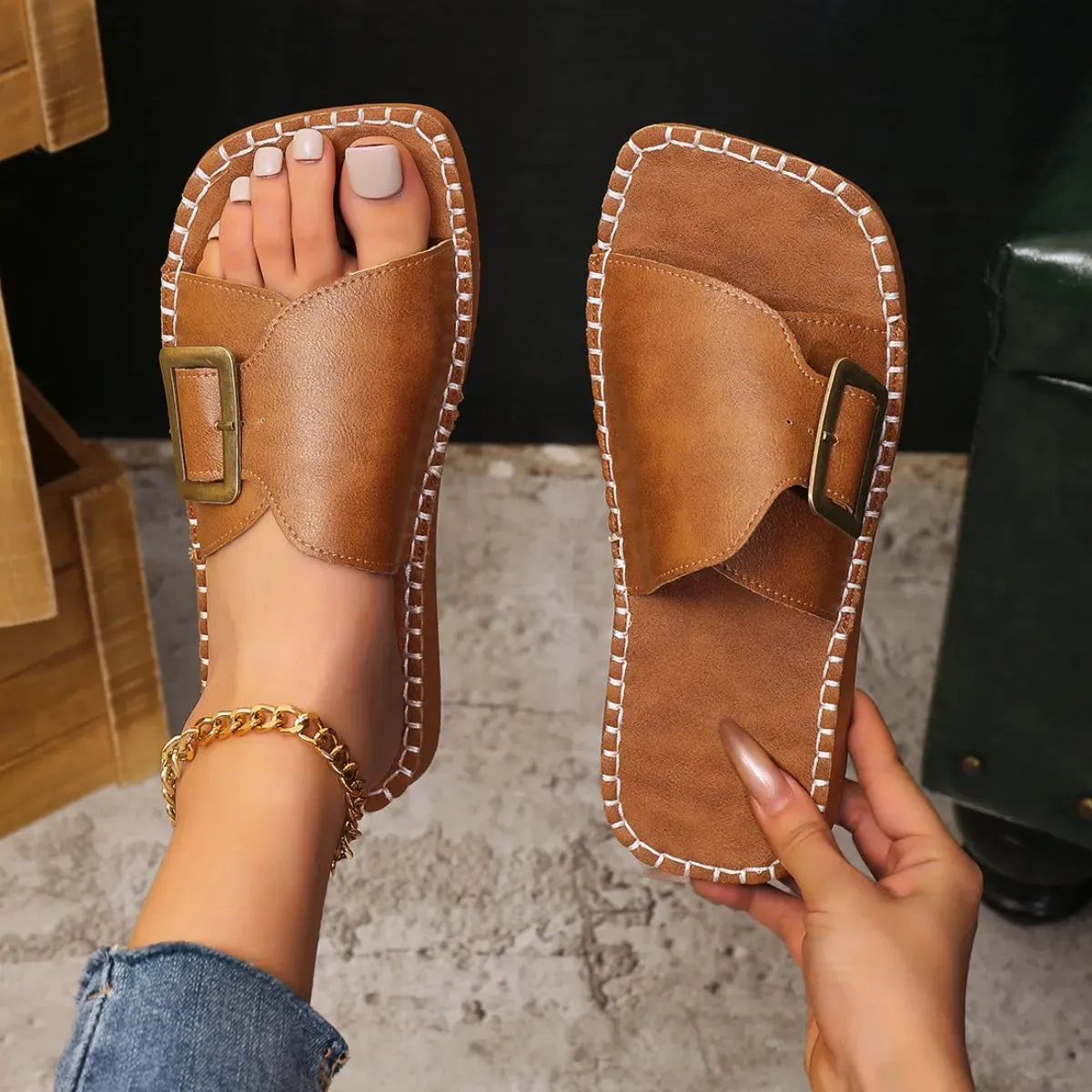 Open Toe Flats Sandals