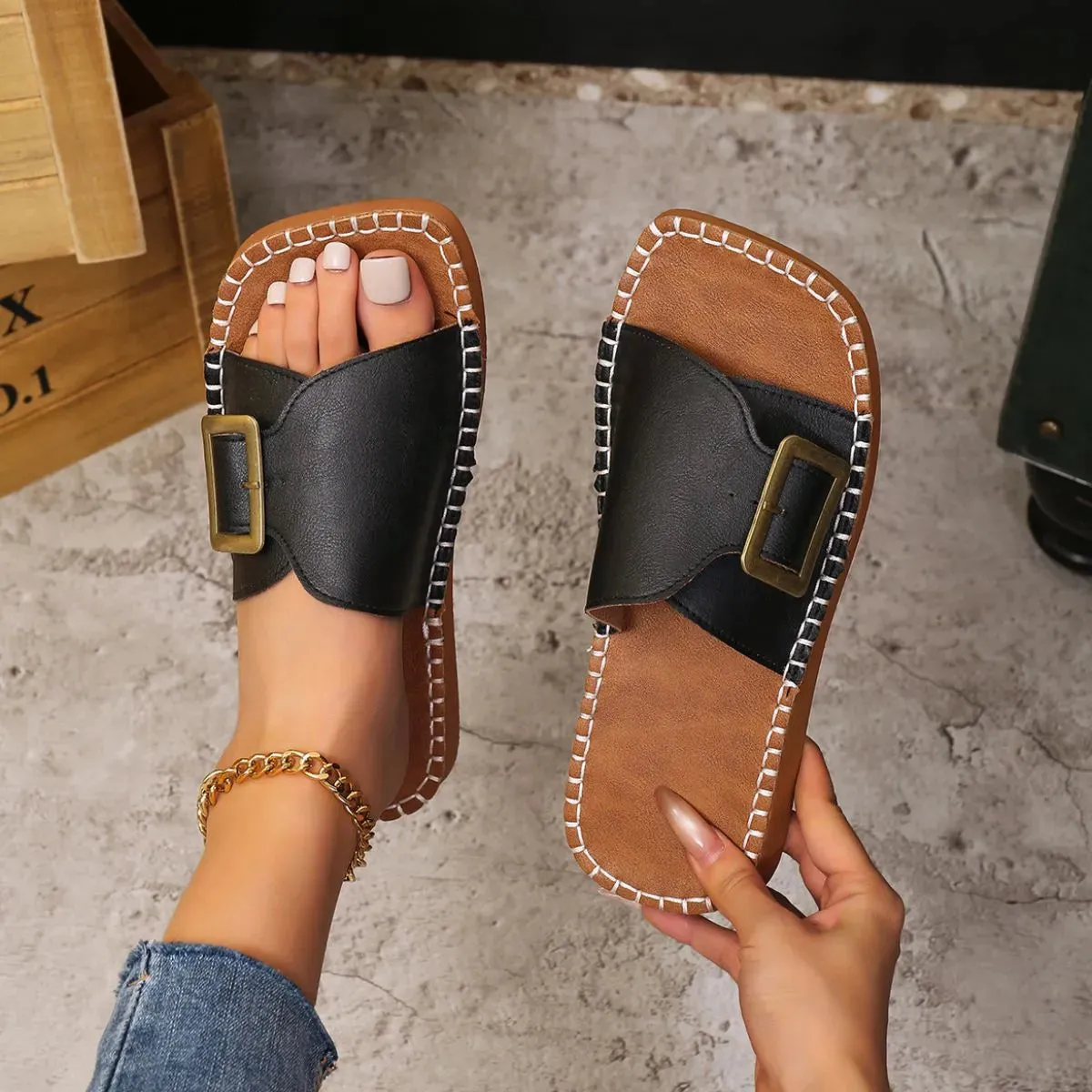 Open Toe Flats Sandals