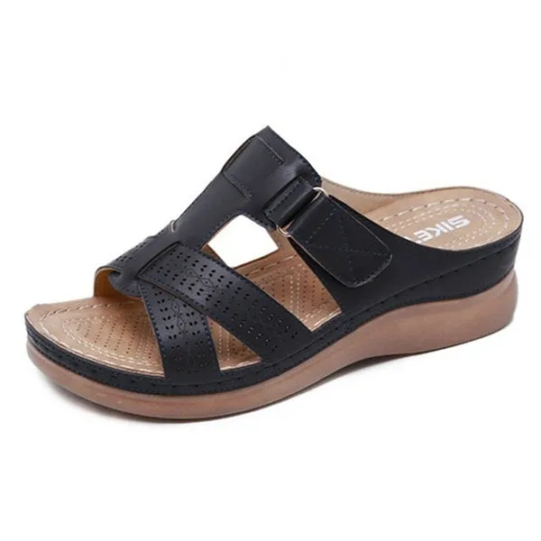 Open Toe Sandals Female Buckle Strap Vintage Anti-slip Breathable Slippers