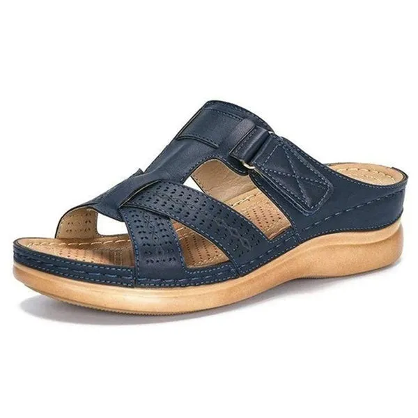 Open Toe Sandals Female Buckle Strap Vintage Anti-slip Breathable Slippers