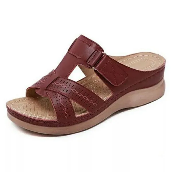 Open Toe Sandals Female Buckle Strap Vintage Anti-slip Breathable Slippers