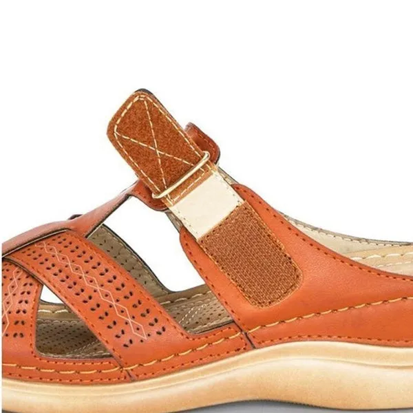 Open Toe Sandals Female Buckle Strap Vintage Anti-slip Breathable Slippers