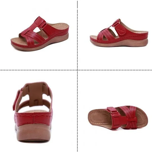 Open Toe Sandals Female Buckle Strap Vintage Anti-slip Breathable Slippers
