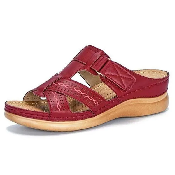 Open Toe Sandals Female Buckle Strap Vintage Anti-slip Breathable Slippers