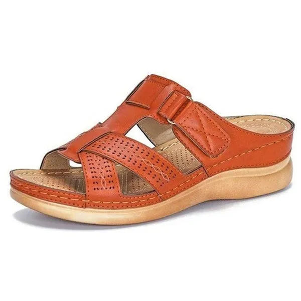 Open Toe Sandals Female Buckle Strap Vintage Anti-slip Breathable Slippers