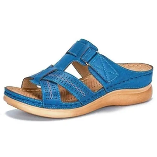 Open Toe Sandals Female Buckle Strap Vintage Anti-slip Breathable Slippers