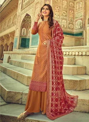Orange And Red Multi Embroidered Palazzo Suit