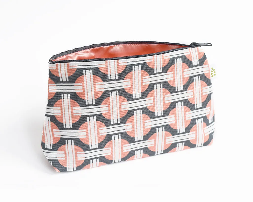 Orient Zipper Pouch – Salmon Pink (10" x 6" x 3")