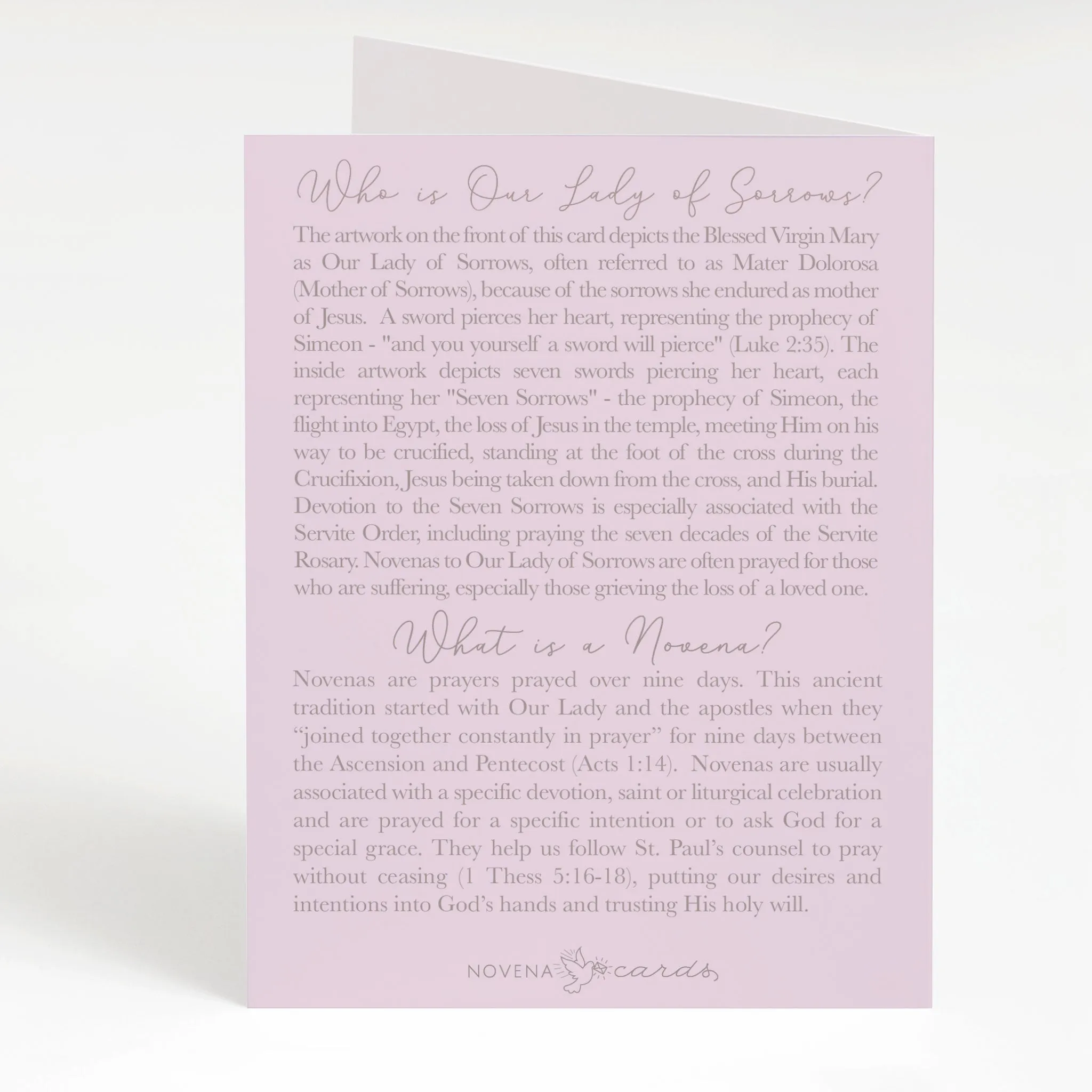 Our Lady of Sorrows Novena Card | Light Purple