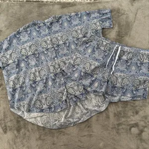 Papinelle Pajamas Set 100% Cotton Women's XL Shorts Summer Blue Shirt Top