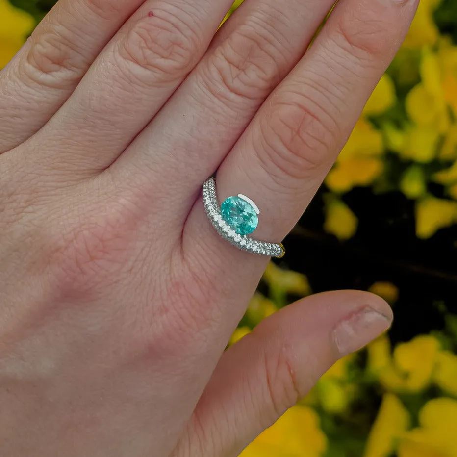 Paraiba Tourmaline and Diamond Ring