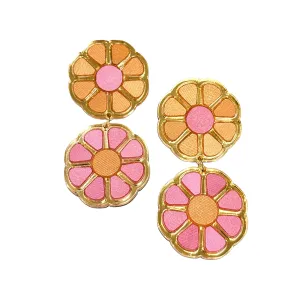 Pastel Orange & Pink Color Block Earrings-Med
