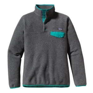 Patagonia Women's Lightweight Synchilla Snap-T Pullover in Gray &amp; Teal, Medium