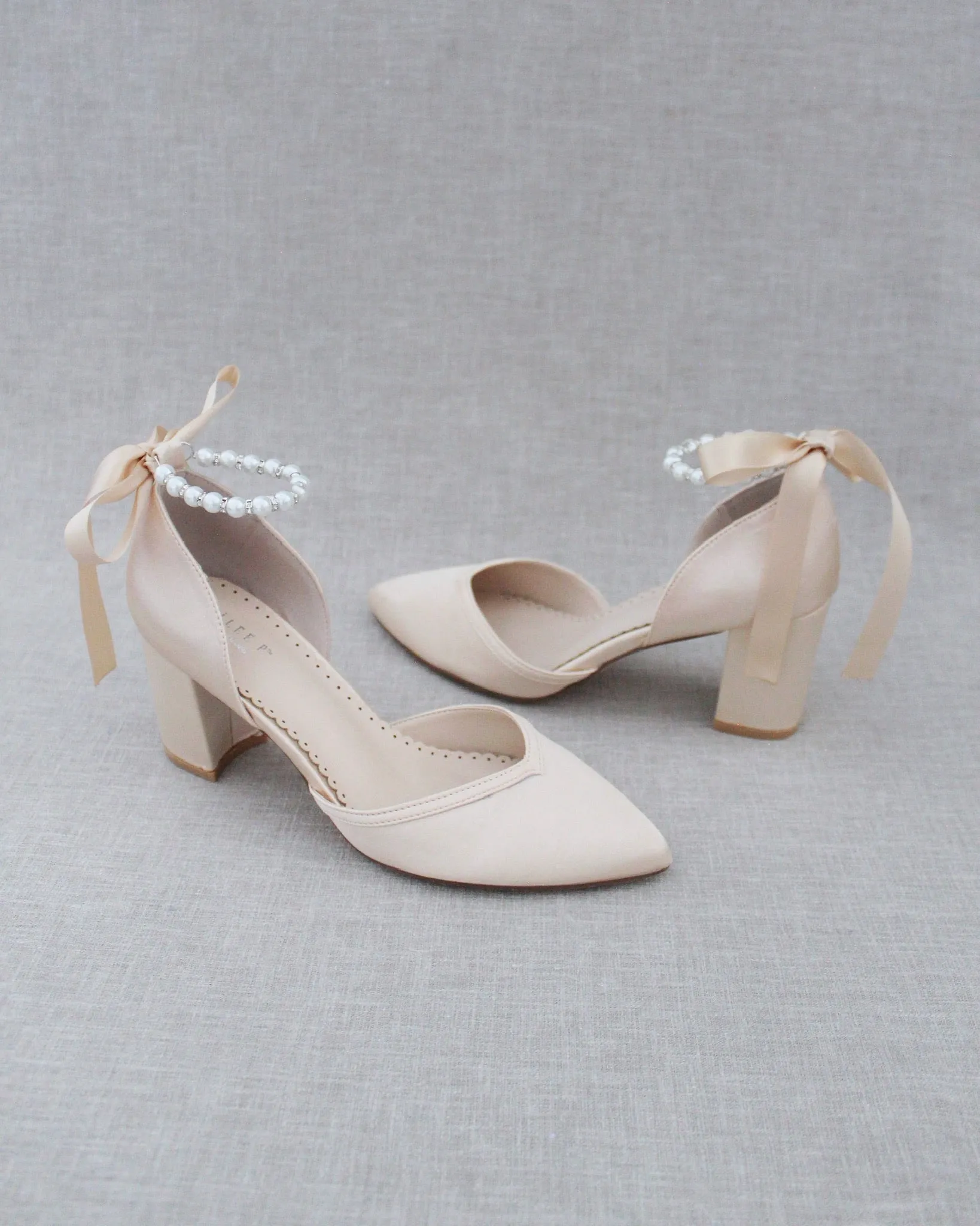 Pearl Ankle Strap Evening Block Heel