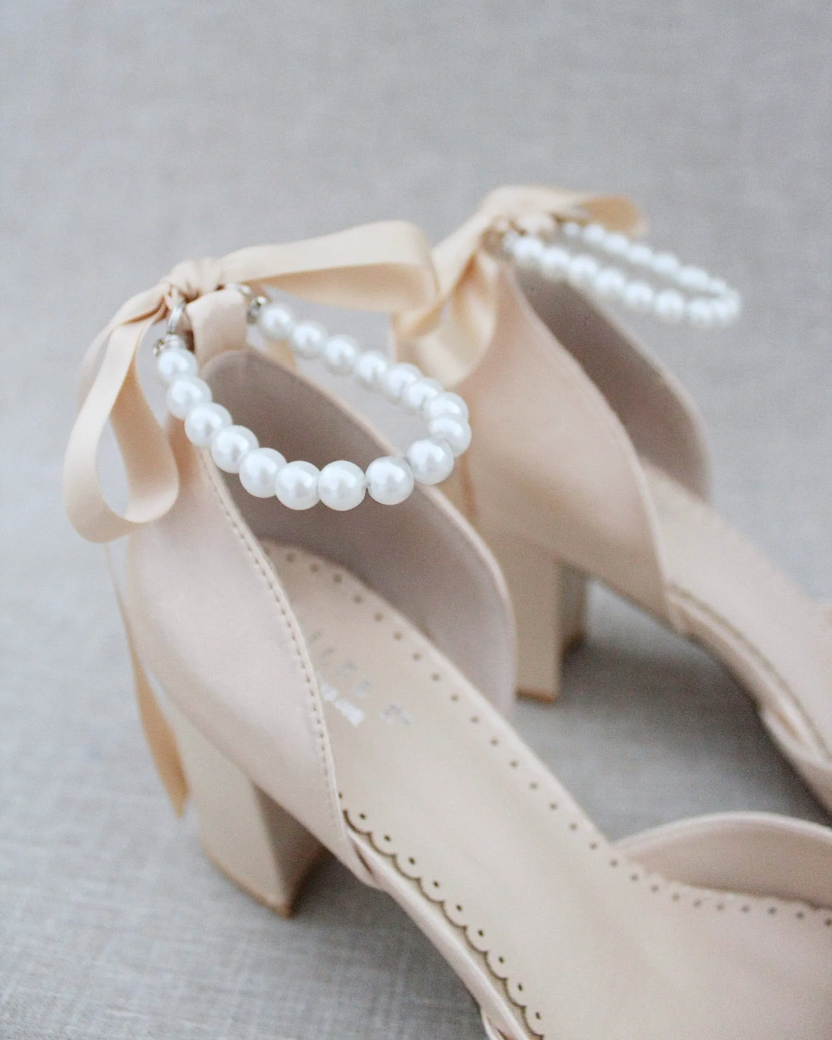 Pearl Ankle Strap Evening Block Heel