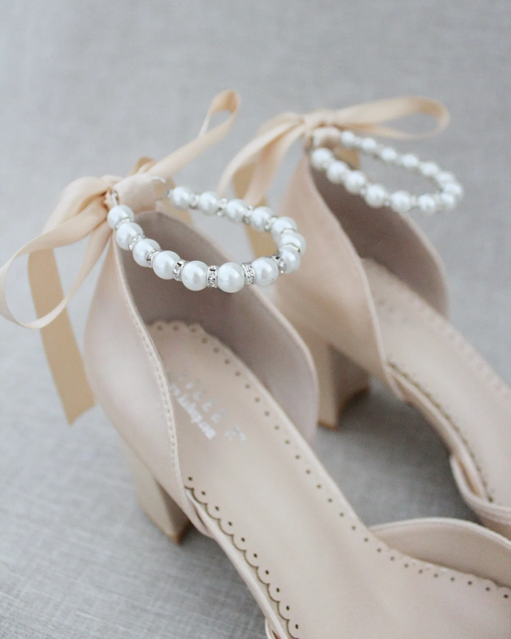 Pearl Ankle Strap Evening Block Heel